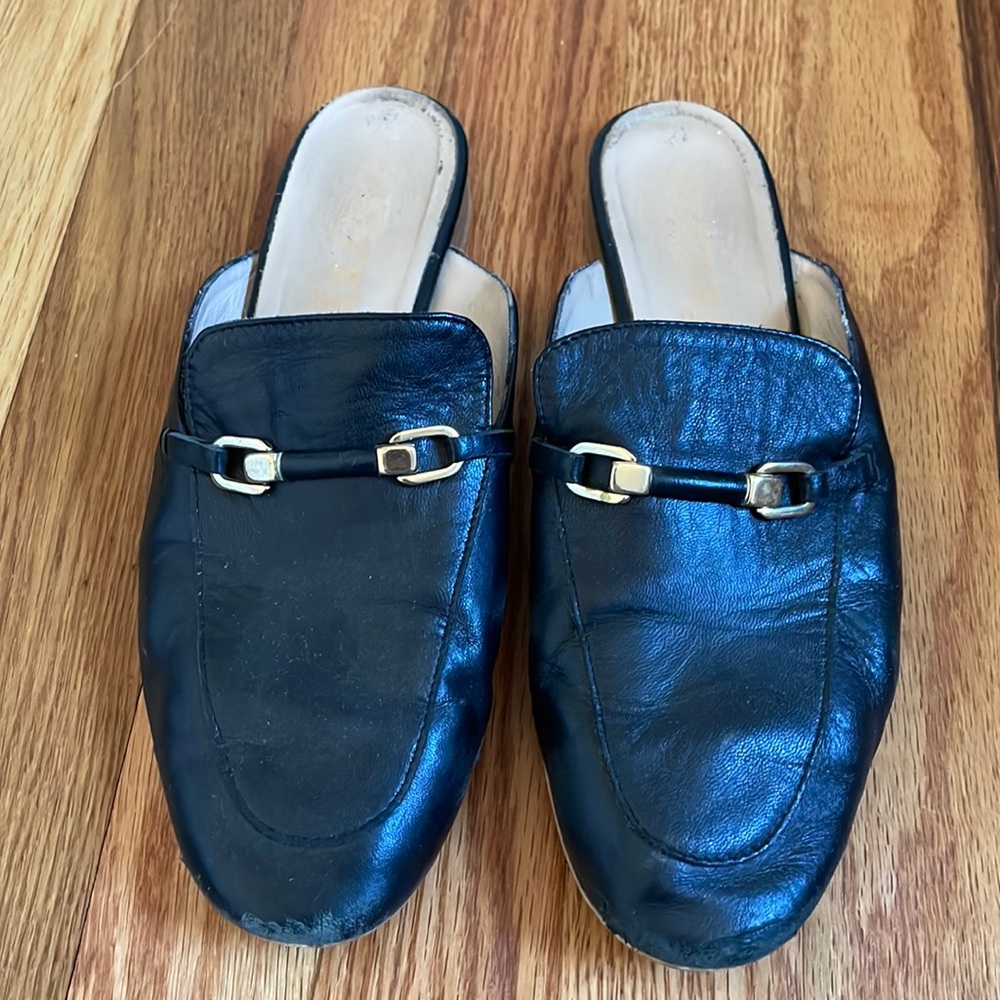 Black slides with gold buckle - Made in Italy